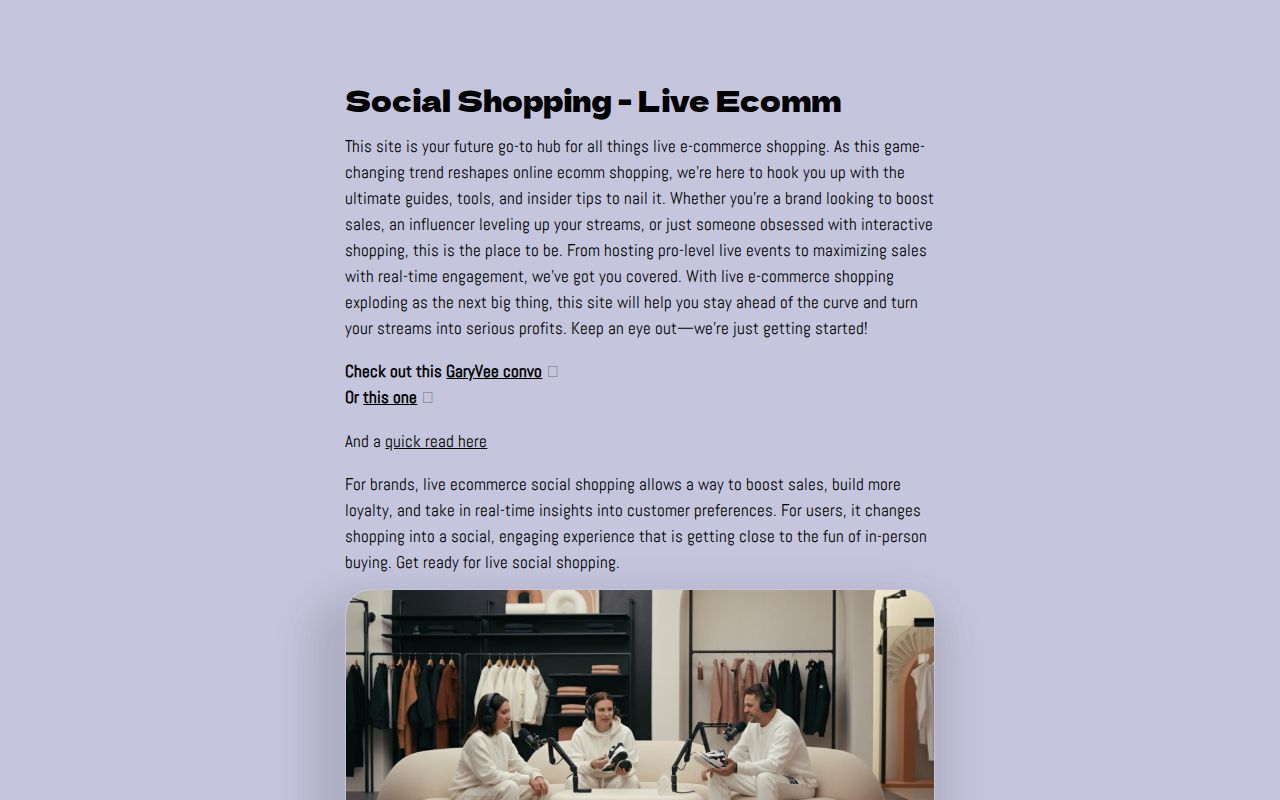 Social Shopping / Live E-commerce